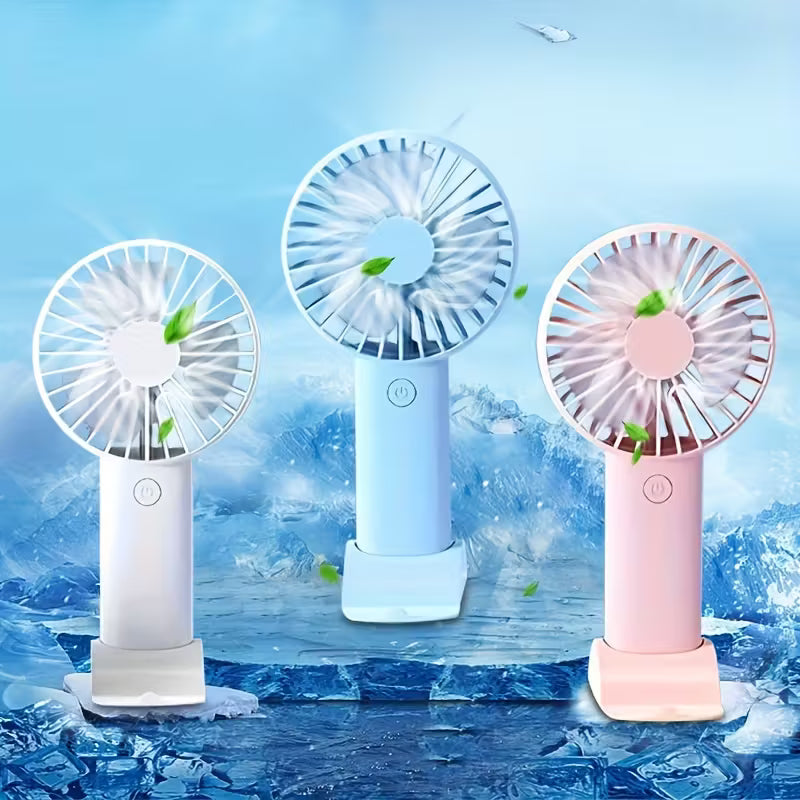BreezeDock – USB Rechargeable Handheld & Desk Fan with Phone Stand